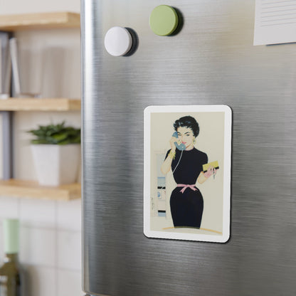 On the Phone (Magazine Illustration) Refrigerator Magnet-The Sticker Space