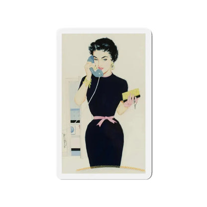 On the Phone (Magazine Illustration) Refrigerator Magnet 3 Inch - The Sticker Space