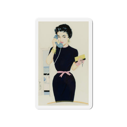 On the Phone (Magazine Illustration) Refrigerator Magnet-4" x 4"-The Sticker Space