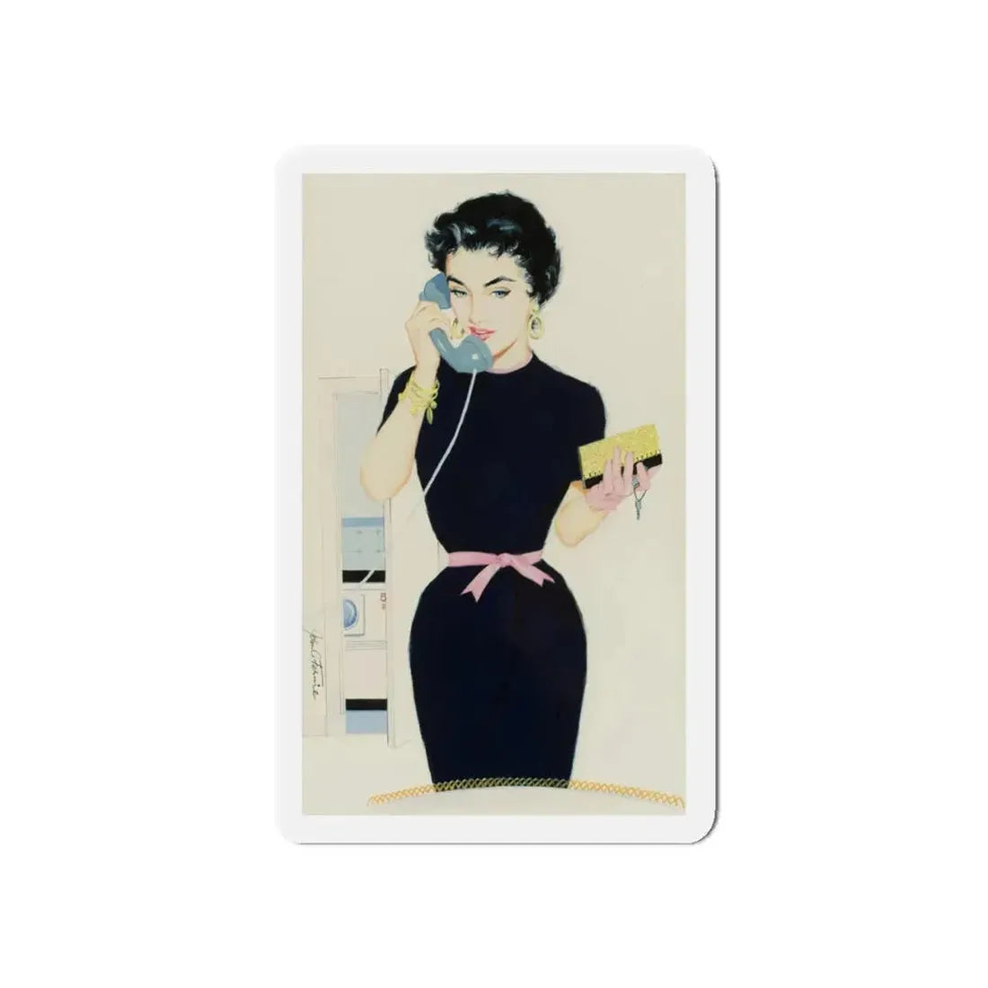 On the Phone (Magazine Illustration) Refrigerator Magnet 5 Inch - The Sticker Space