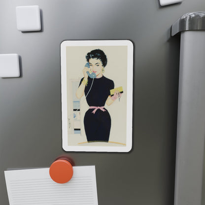 On the Phone (Magazine Illustration) Refrigerator Magnet-The Sticker Space