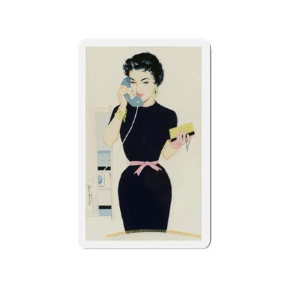 On the Phone (Magazine Illustration) Refrigerator Magnet - The Sticker Space