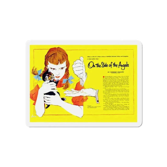On the Side of the Angels, Redbook, December 1955 (Magazine Illustration) Refrigerator Magnet 6 Inch Die-Cut - The Sticker Space