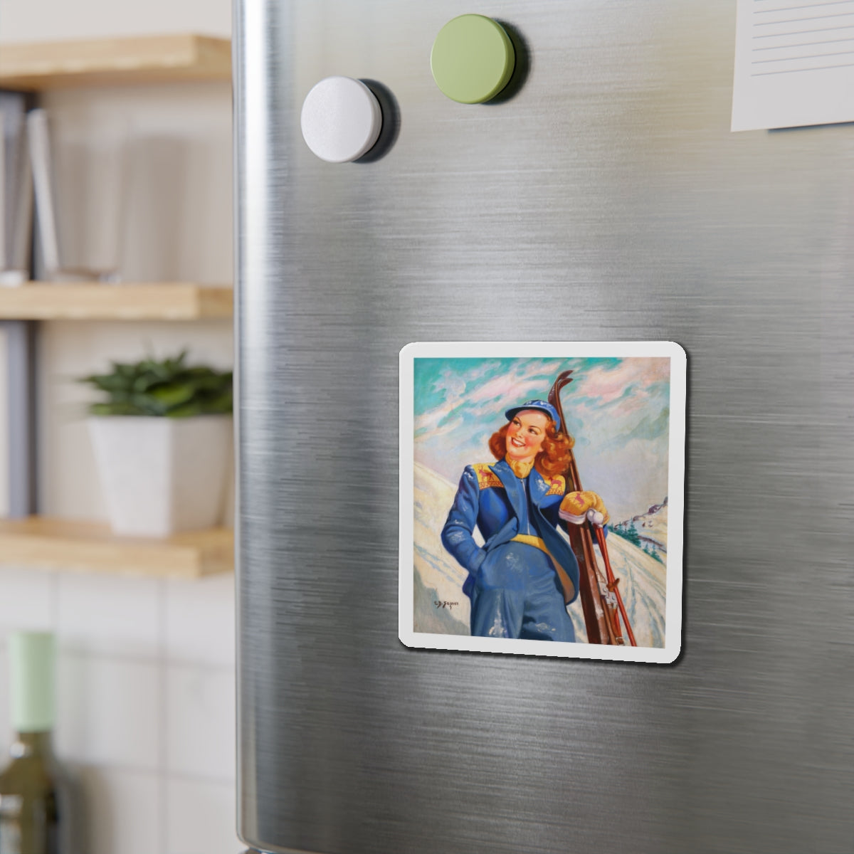 On the Slopes (Magazine Illustration) Refrigerator Magnet