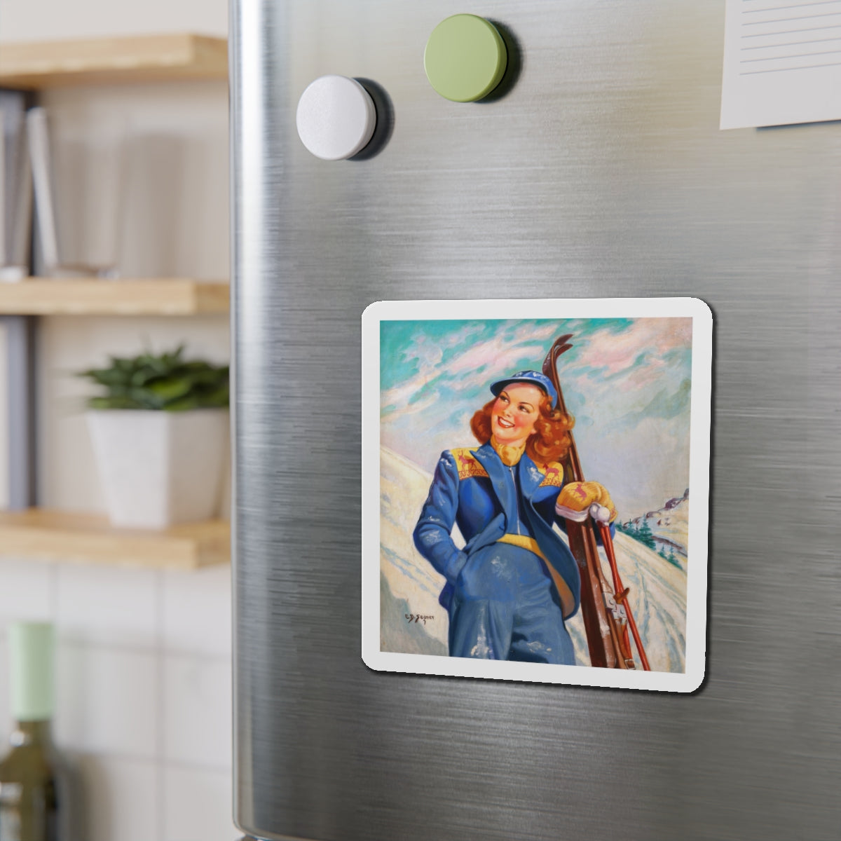 On the Slopes (Magazine Illustration) Refrigerator Magnet