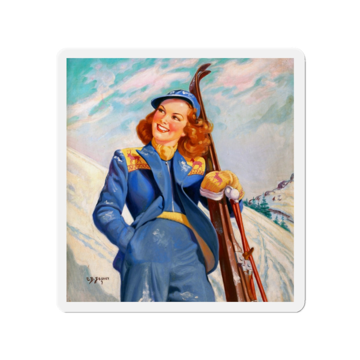 On the Slopes (Magazine Illustration) Refrigerator Magnet