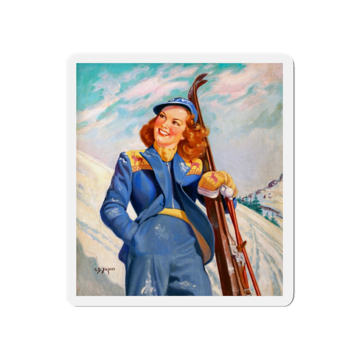 On the Slopes (Magazine Illustration) Refrigerator Magnet