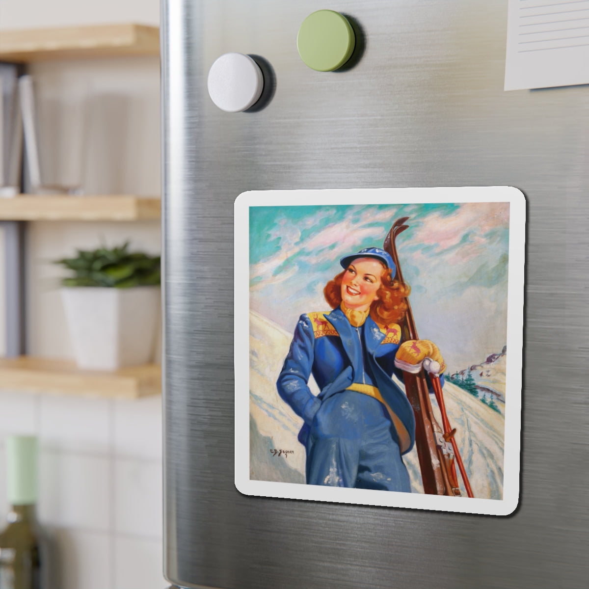 On the Slopes (Magazine Illustration) Refrigerator Magnet