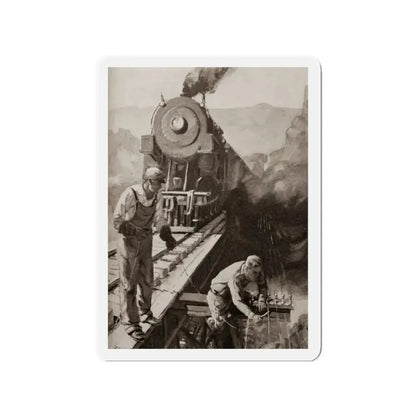 On the Trestle by F. Lovell Coombs (2), St. Nicholas magazine, October, 1923 (Magazine Illustration) Refrigerator Magnet 2 Inch - The Sticker Space
