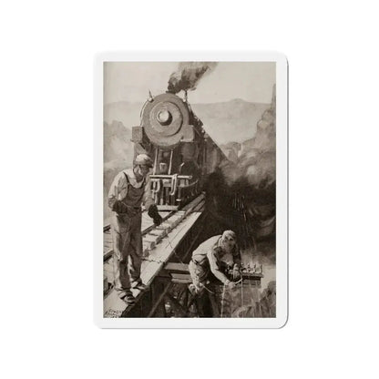 On the Trestle by F. Lovell Coombs (2), St. Nicholas magazine, October, 1923 (Magazine Illustration) Refrigerator Magnet 3 Inch - The Sticker Space