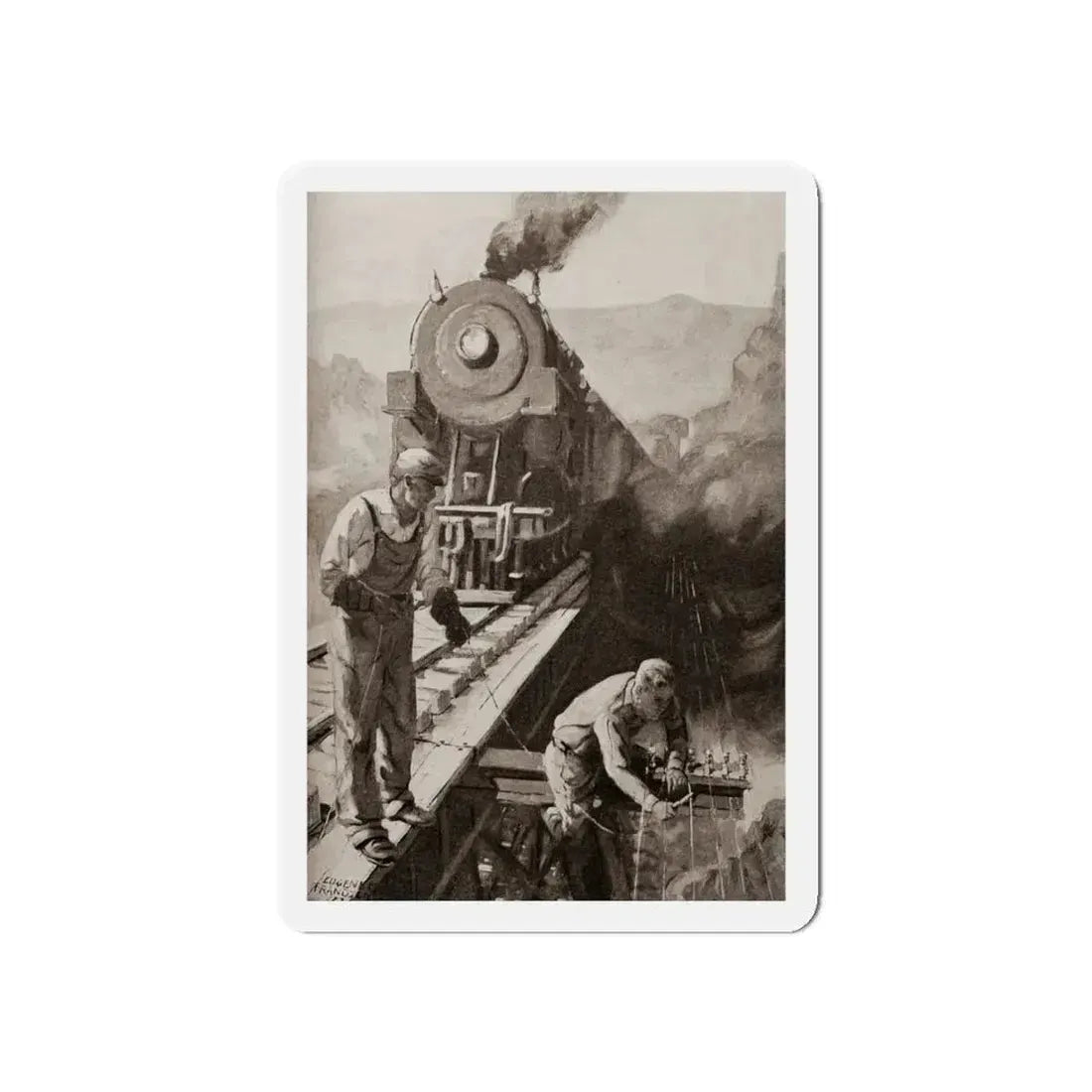 On the Trestle by F. Lovell Coombs (2), St. Nicholas magazine, October, 1923 (Magazine Illustration) Refrigerator Magnet 5 Inch - The Sticker Space