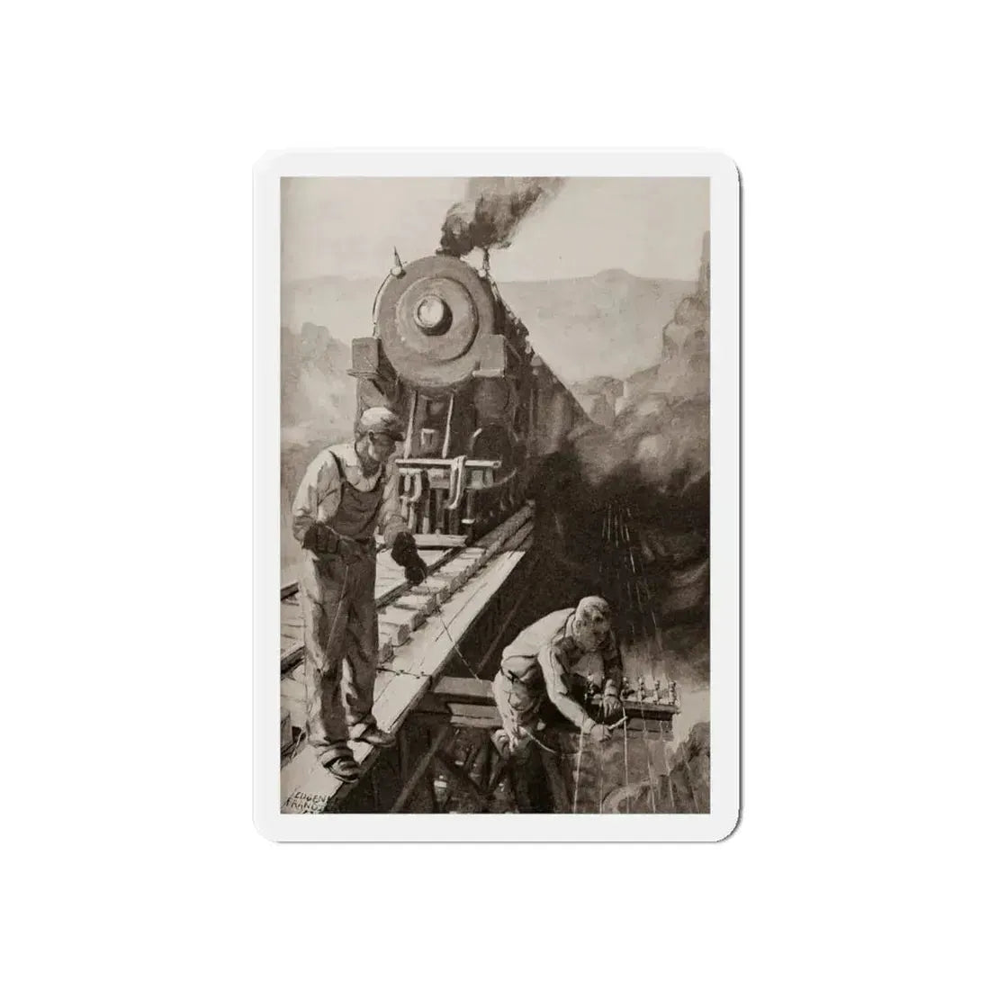 On the Trestle by F. Lovell Coombs (2), St. Nicholas magazine, October, 1923 (Magazine Illustration) Refrigerator Magnet 6 Inch - The Sticker Space