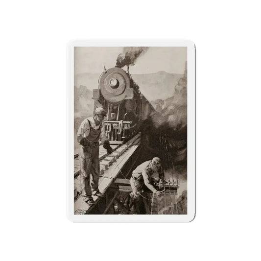 On the Trestle by F. Lovell Coombs (2), St. Nicholas magazine, October, 1923 (Magazine Illustration) Refrigerator Magnet 6 Inch - The Sticker Space