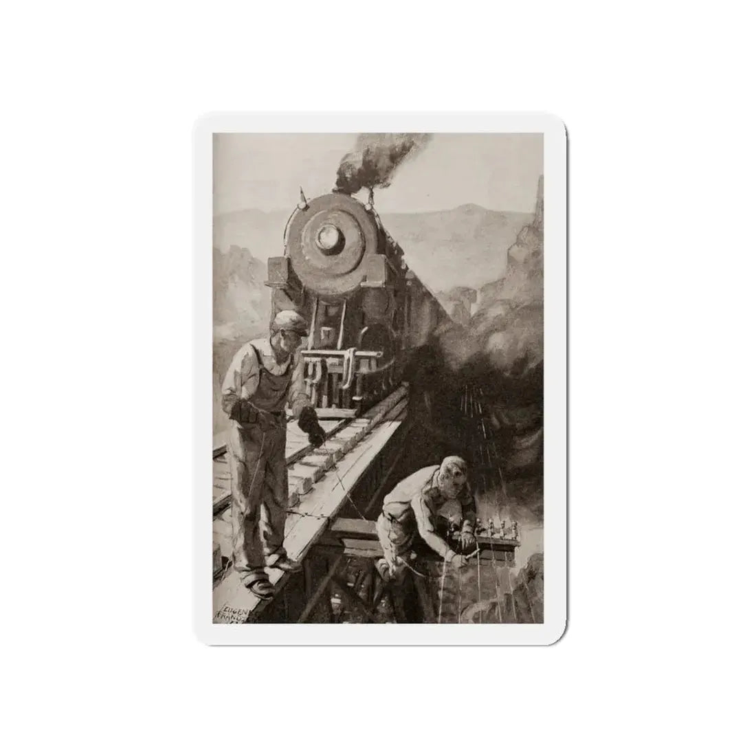 On the Trestle by F. Lovell Coombs (2), St. Nicholas magazine, October, 1923 (Magazine Illustration) Refrigerator Magnet - The Sticker Space