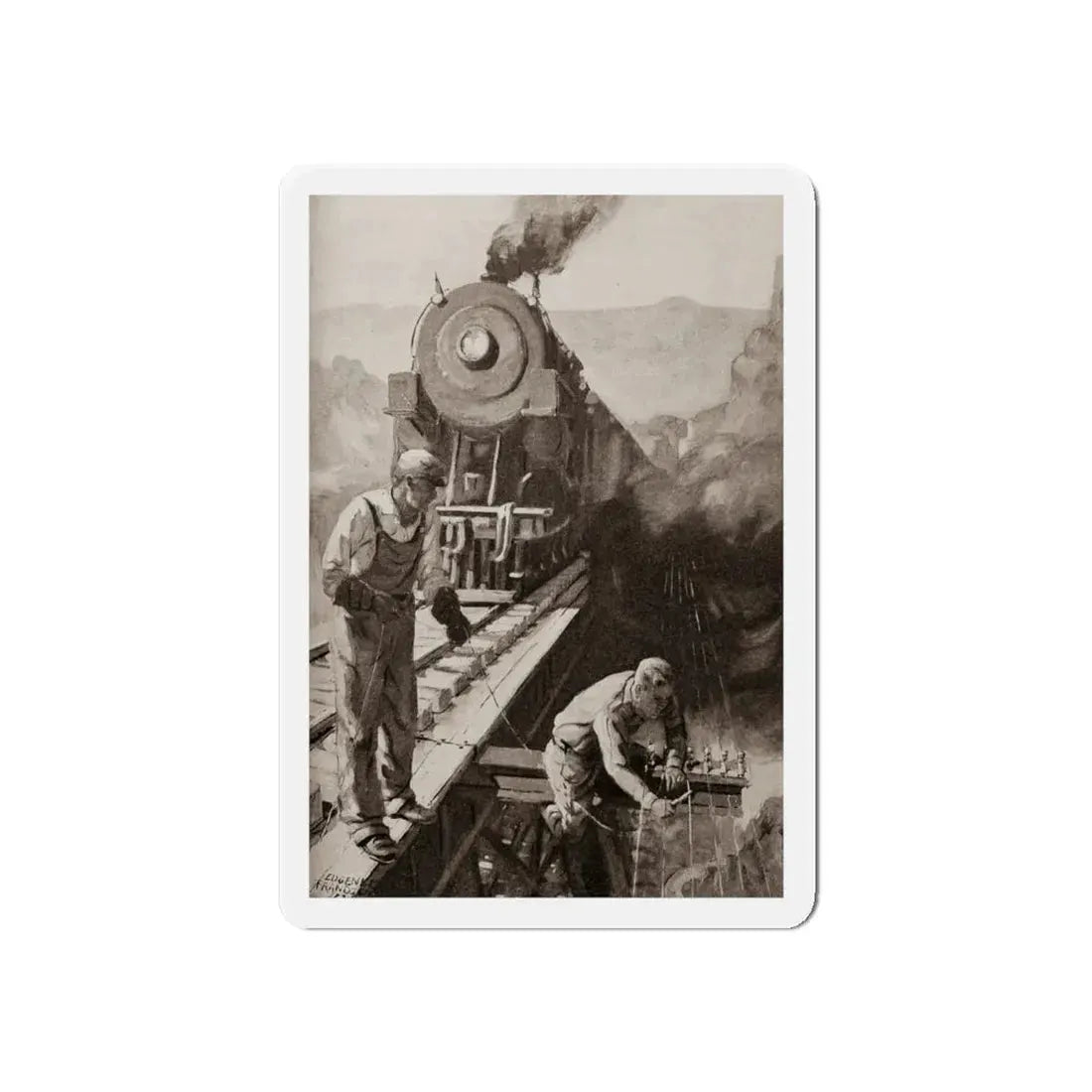 On the Trestle by F. Lovell Coombs (2), St. Nicholas magazine, October, 1923 (Magazine Illustration) Refrigerator Magnet - The Sticker Space