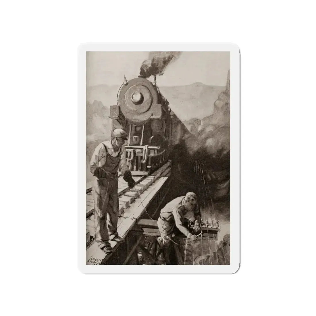 On the Trestle by F. Lovell Coombs (2), St. Nicholas magazine, October, 1923 (Magazine Illustration) Refrigerator Magnet - The Sticker Space