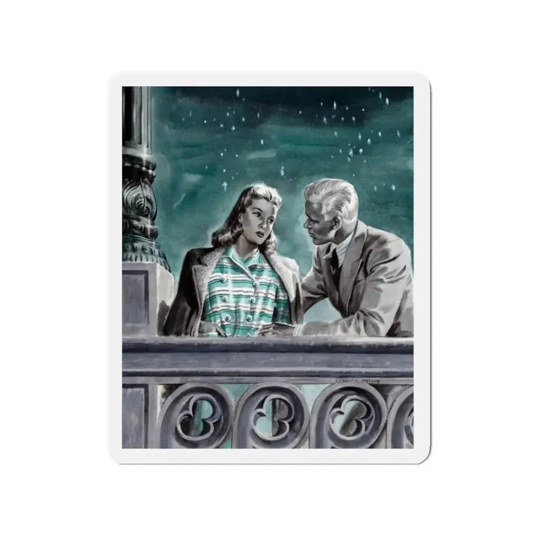 On the Verandah (Magazine Illustration) Refrigerator Magnet 2 Inch - The Sticker Space