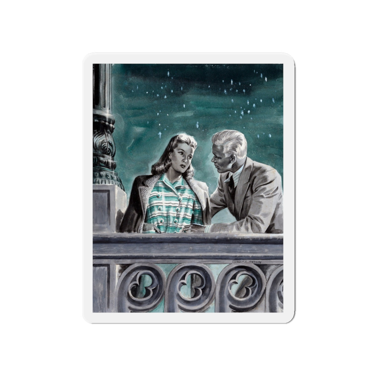 On the Verandah (Magazine Illustration) Refrigerator Magnet-4" x 4"-The Sticker Space