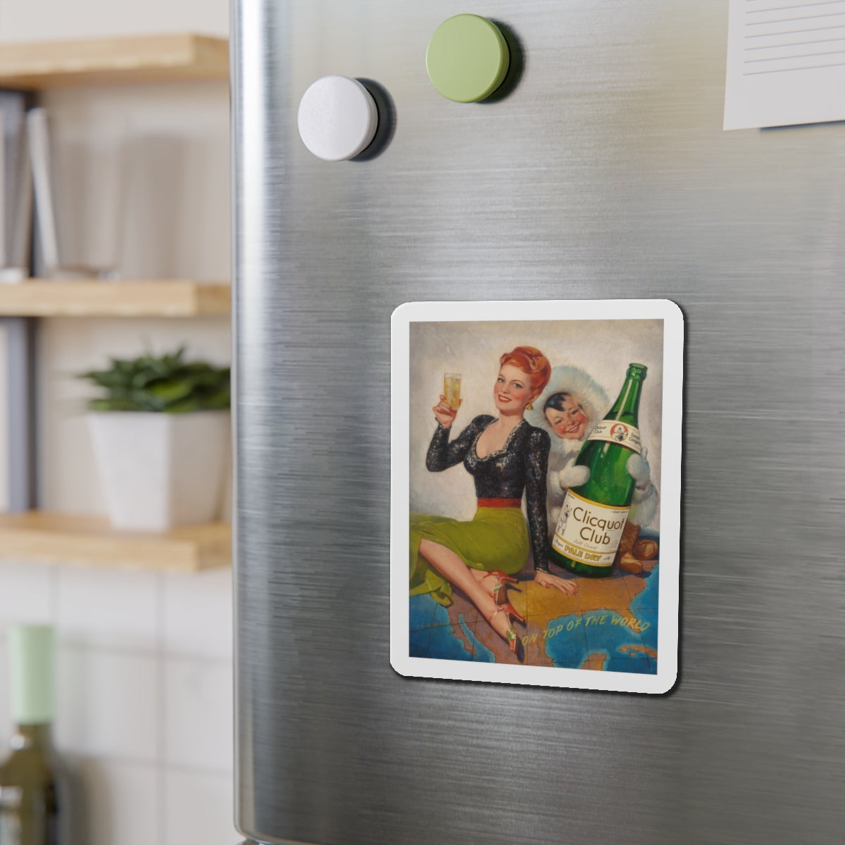 On Top of the World, Clicquot Club advertising illustration, circa 1950 (Magazine Illustration) Refrigerator Magnet-The Sticker Space