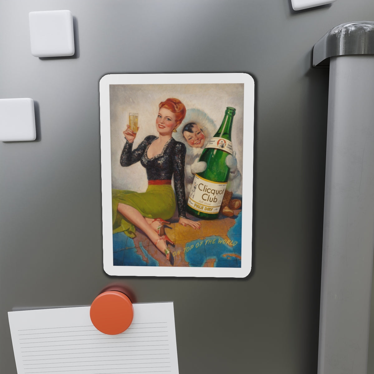 On Top of the World, Clicquot Club advertising illustration, circa 1950 (Magazine Illustration) Refrigerator Magnet-The Sticker Space