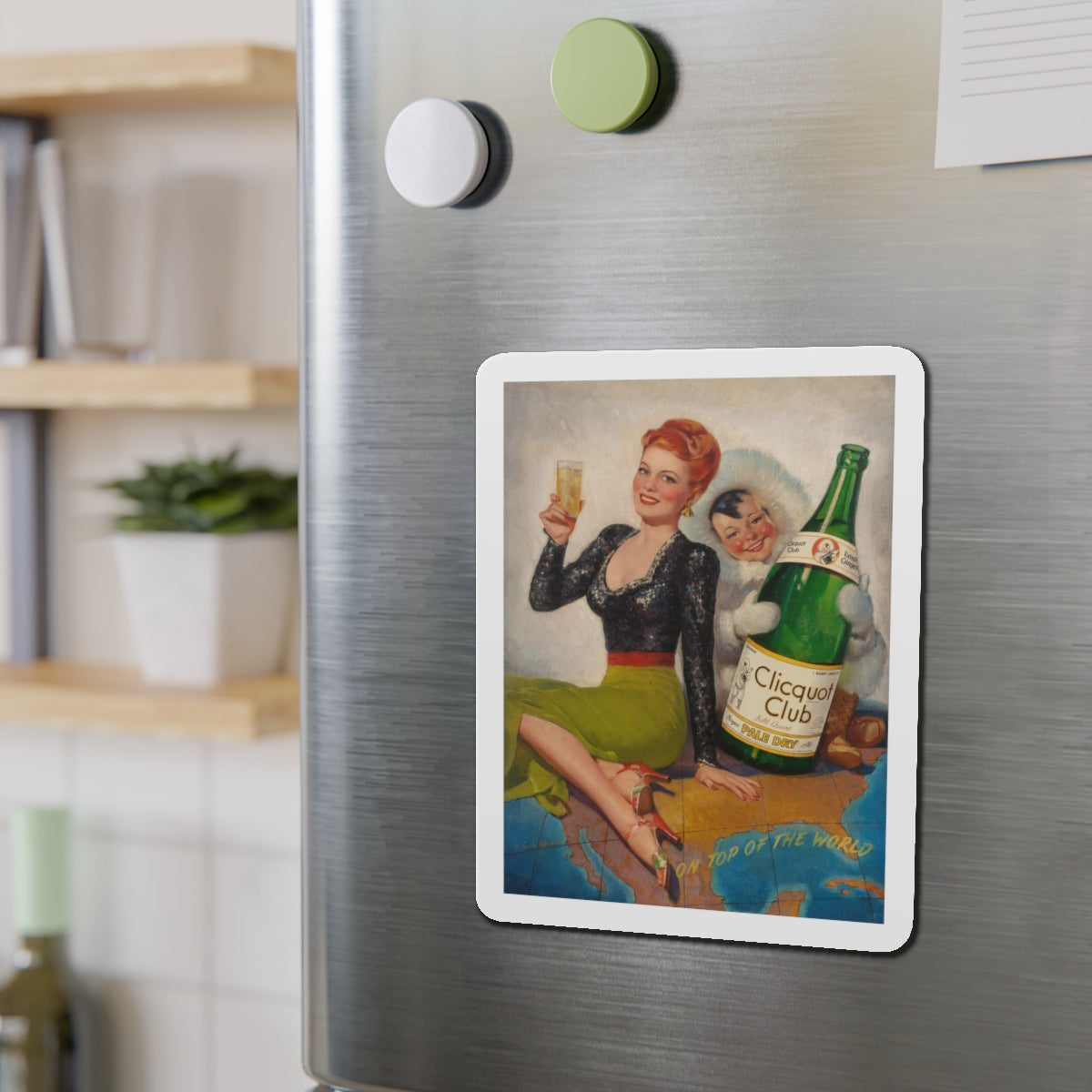 On Top of the World, Clicquot Club advertising illustration, circa 1950 (Magazine Illustration) Refrigerator Magnet-The Sticker Space