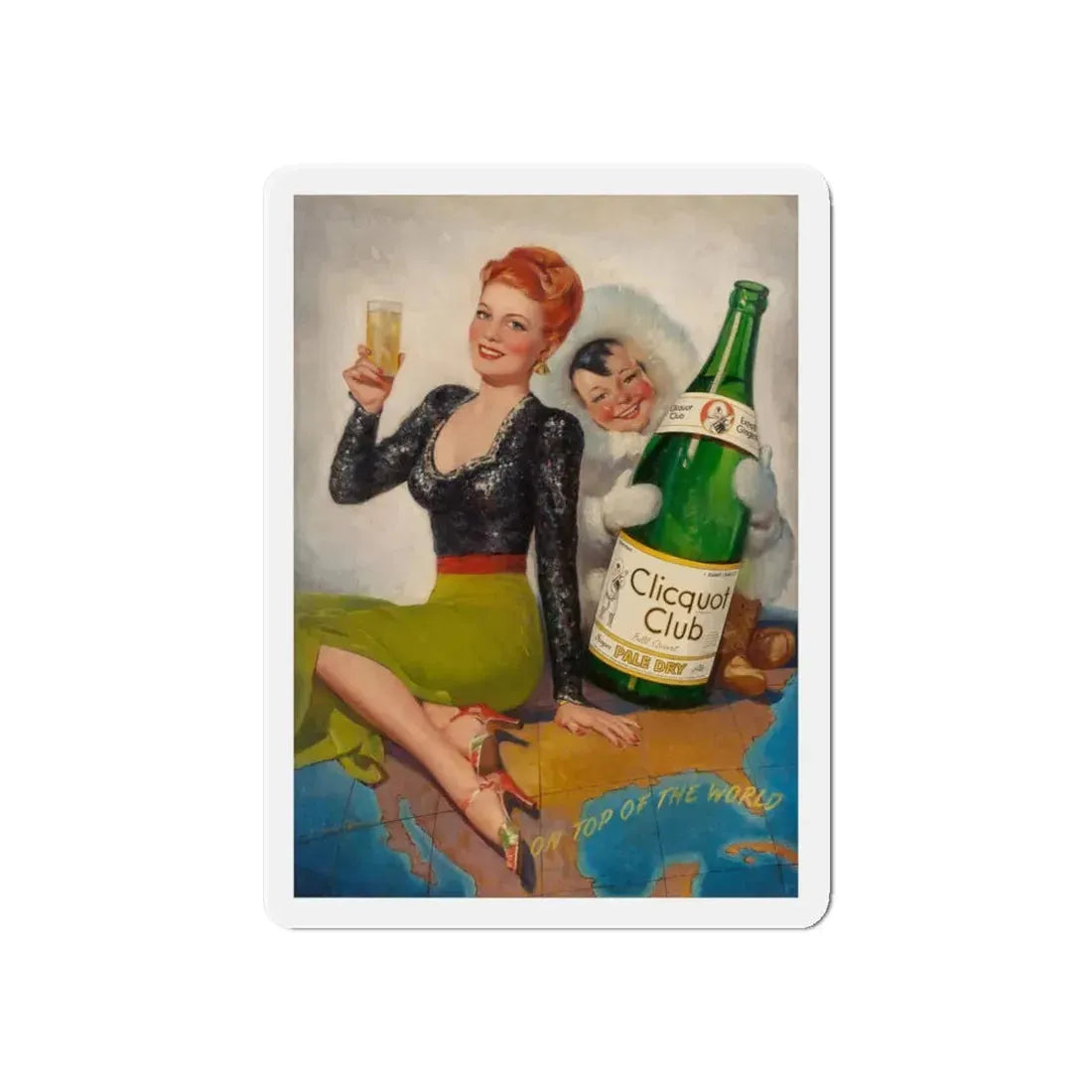 On Top of the World, Clicquot Club advertising illustration, circa 1950 (Magazine Illustration) Refrigerator Magnet - The Sticker Space