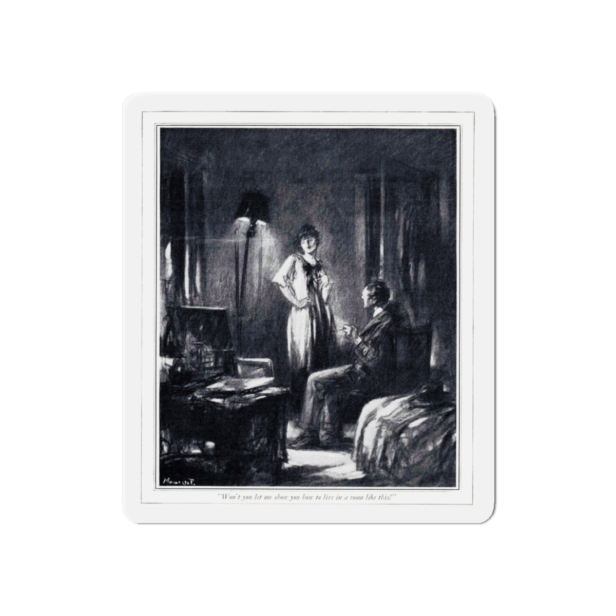 Once At Pluma Gogg's (2), Woman's Home Companion, November 1924 (Magazine Illustration) Refrigerator Magnet-6 × 6"-The Sticker Space