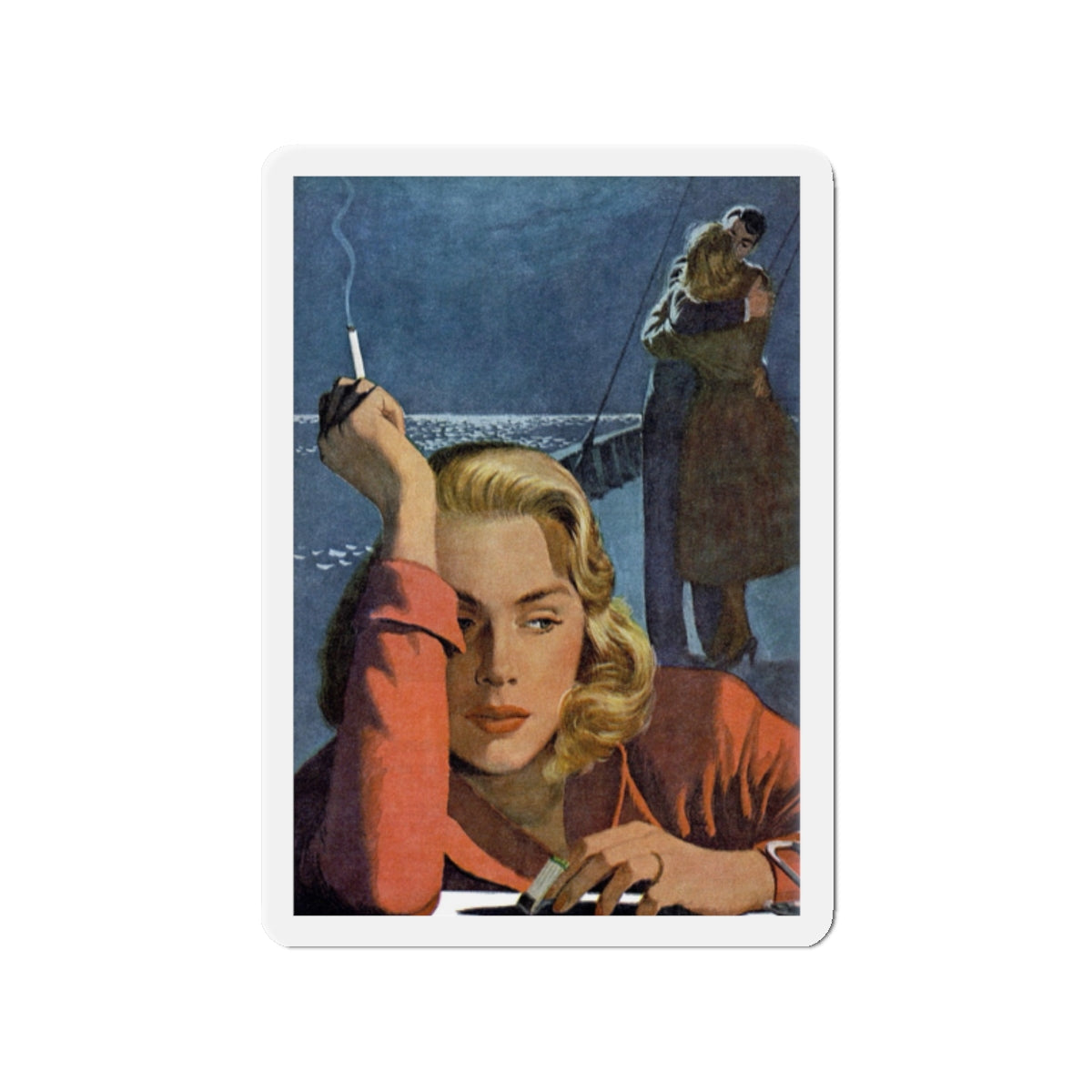 Once Before in the Moonlight (Pt. 1), Redbook, June 1948 (Magazine Illustration) Refrigerator Magnet-2" x 2"-The Sticker Space