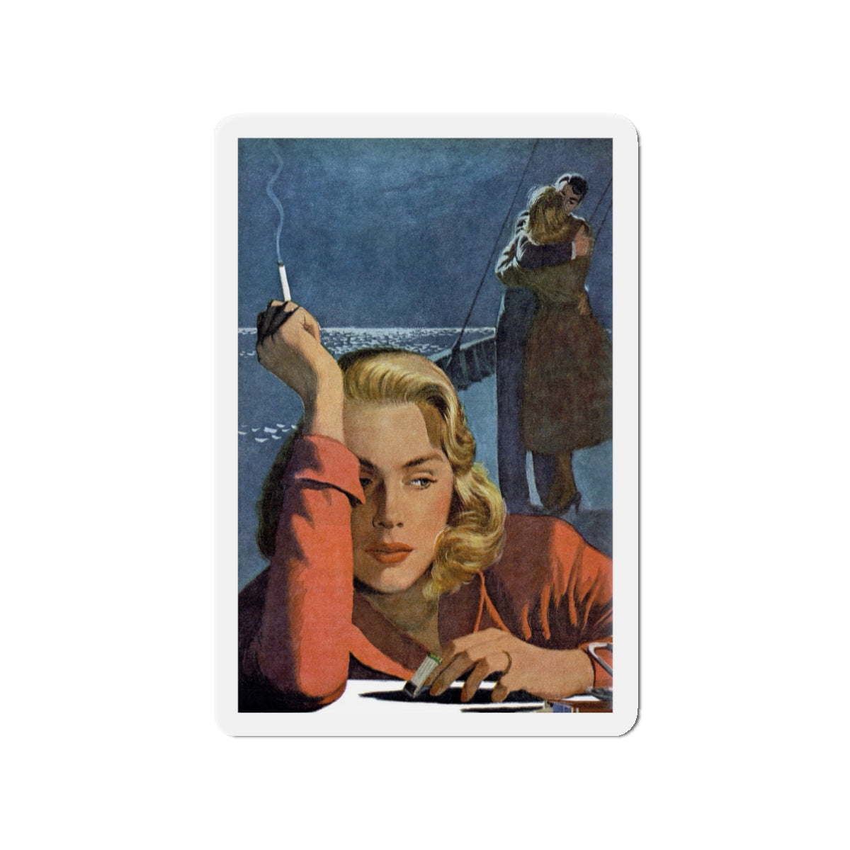 Once Before in the Moonlight (Pt. 1), Redbook, June 1948 (Magazine Illustration) Refrigerator Magnet-3" x 3"-The Sticker Space