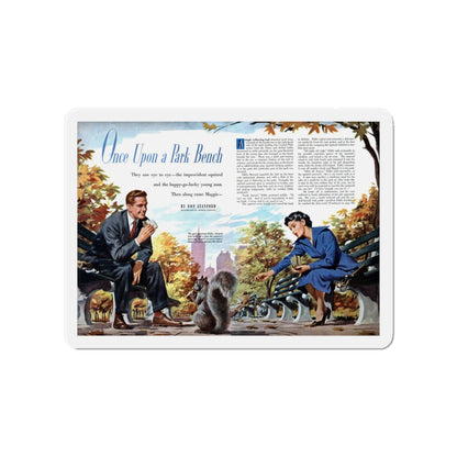 Once Upon a Park Bench, Redbook, September 1950 (Magazine Illustration) Refrigerator Magnet-4" x 4"-The Sticker Space