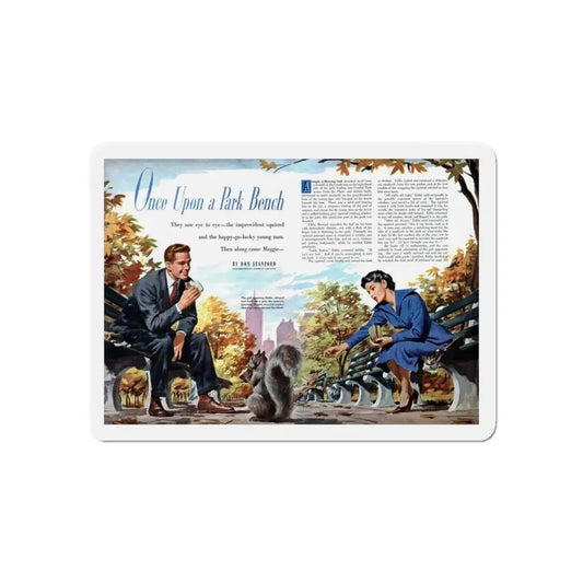 Once Upon a Park Bench, Redbook, September 1950 (Magazine Illustration) Refrigerator Magnet 6 Inch - The Sticker Space
