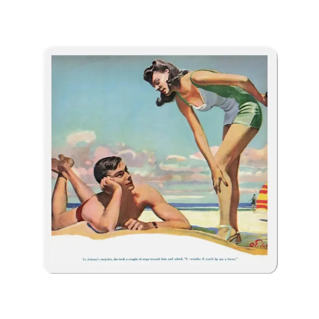 Once Upon a Week-End, Liberty, September 18, 1943 (Magazine Illustration) Refrigerator Magnet 2 Inch - The Sticker Space