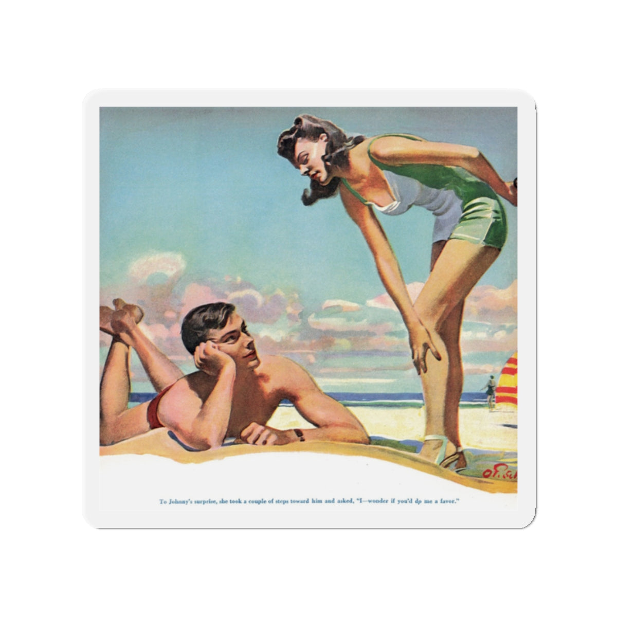 Once Upon a Week-End, Liberty, September 18, 1943 (Magazine Illustration) Refrigerator Magnet-2" x 2"-The Sticker Space