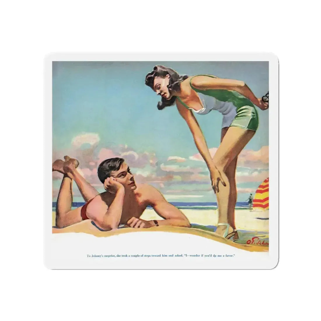 Once Upon a Week-End, Liberty, September 18, 1943 (Magazine Illustration) Refrigerator Magnet 3 Inch - The Sticker Space