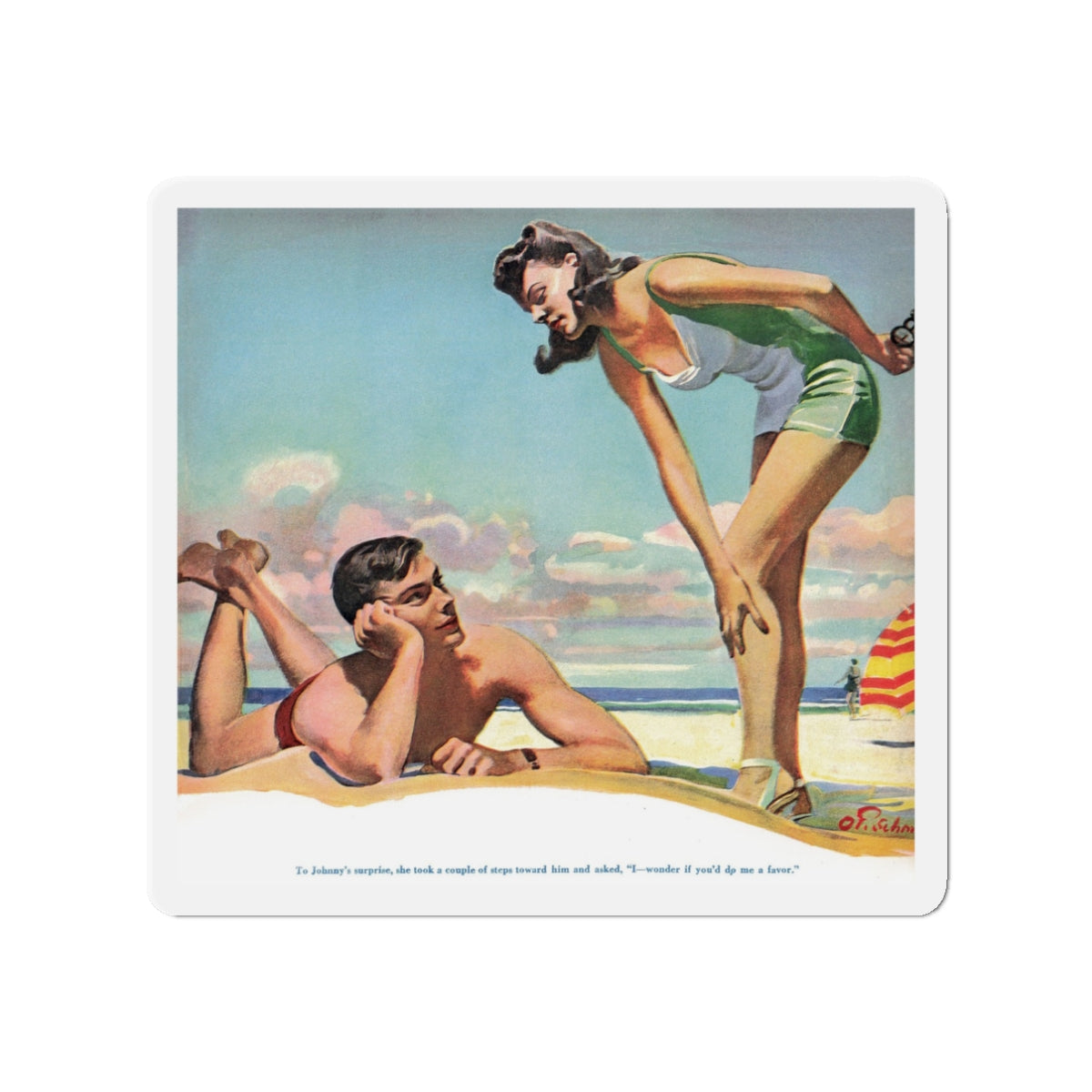 Once Upon a Week-End, Liberty, September 18, 1943 (Magazine Illustration) Refrigerator Magnet-3" x 3"-The Sticker Space