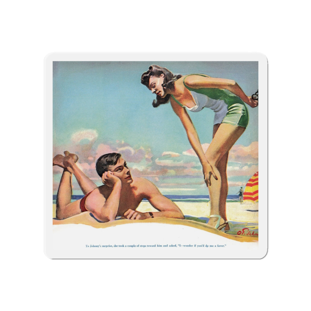 Once Upon a Week-End, Liberty, September 18, 1943 (Magazine Illustration) Refrigerator Magnet-4" x 4"-The Sticker Space