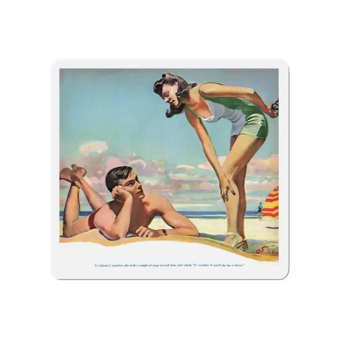 Once Upon a Week-End, Liberty, September 18, 1943 (Magazine Illustration) Refrigerator Magnet 5 Inch - The Sticker Space