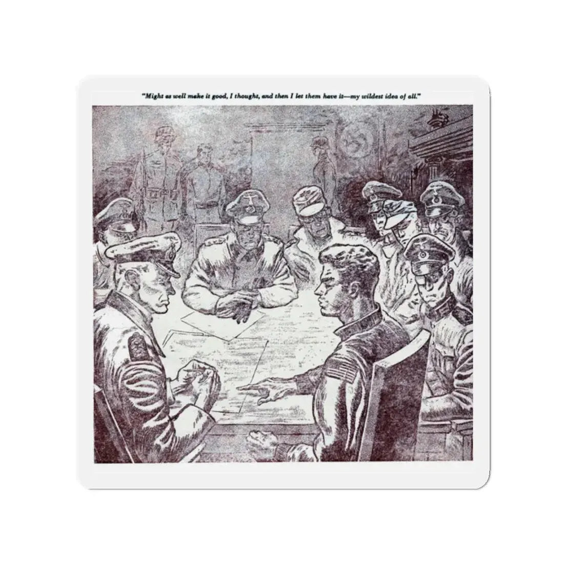 One Against A Thousand, Blue Book Magazine, February 1946 (Magazine Illustration) Refrigerator Magnet 2 Inch - The Sticker Space