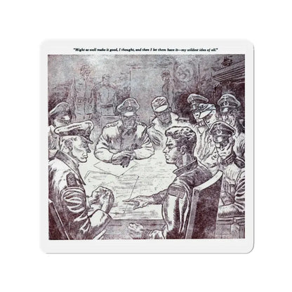 One Against A Thousand, Blue Book Magazine, February 1946 (Magazine Illustration) Refrigerator Magnet 2 Inch - The Sticker Space