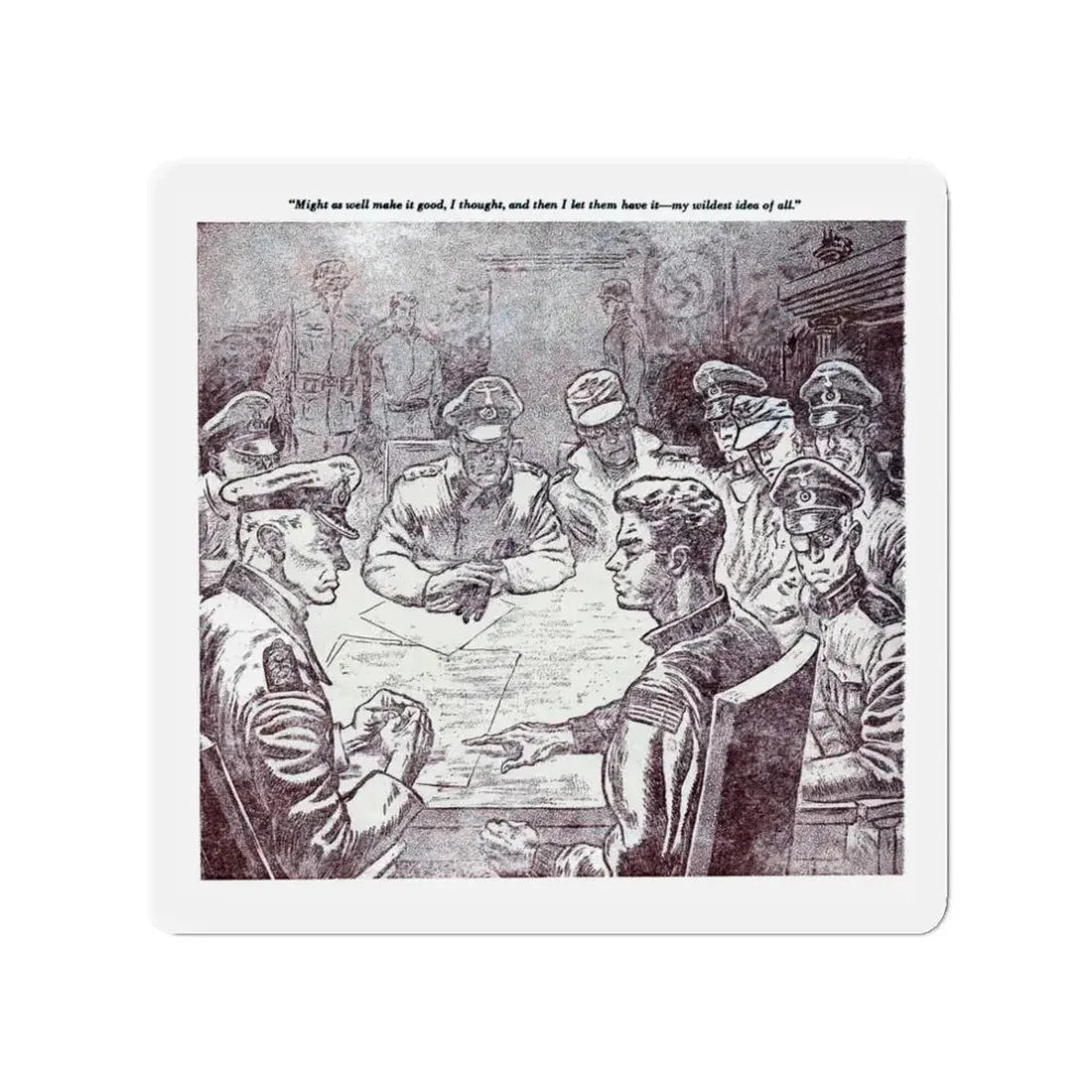 One Against A Thousand, Blue Book Magazine, February 1946 (Magazine Illustration) Refrigerator Magnet 3 Inch - The Sticker Space