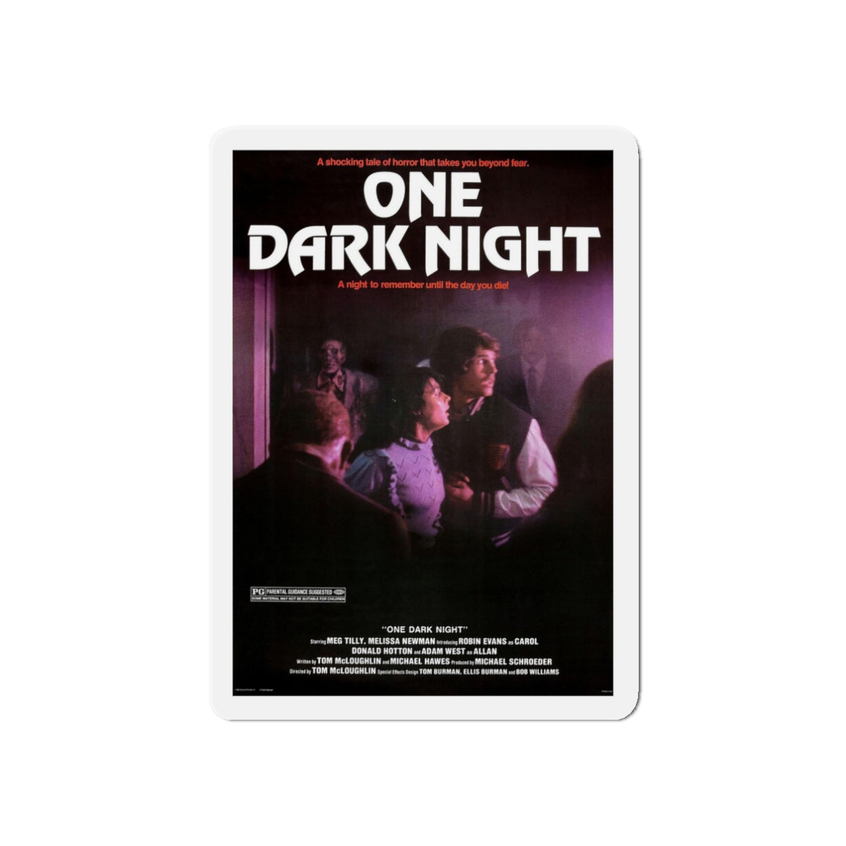 ONE DARK NIGHT 1982 Movie Poster - Refrigerator Magnet-3" x 3"-The Sticker Space