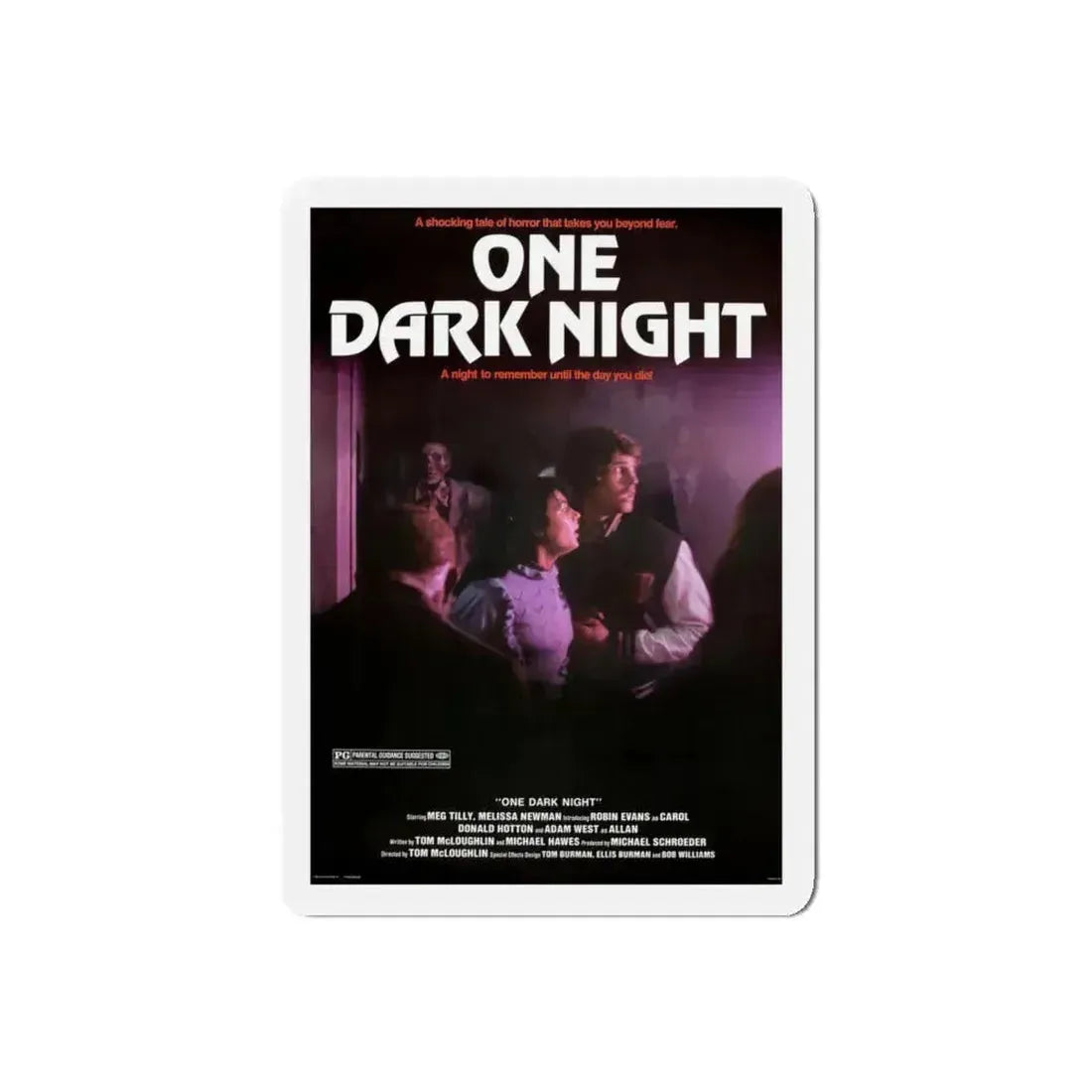 ONE DARK NIGHT 1982 Movie Poster - Refrigerator Magnet 5 Inch Die-Cut - The Sticker Space