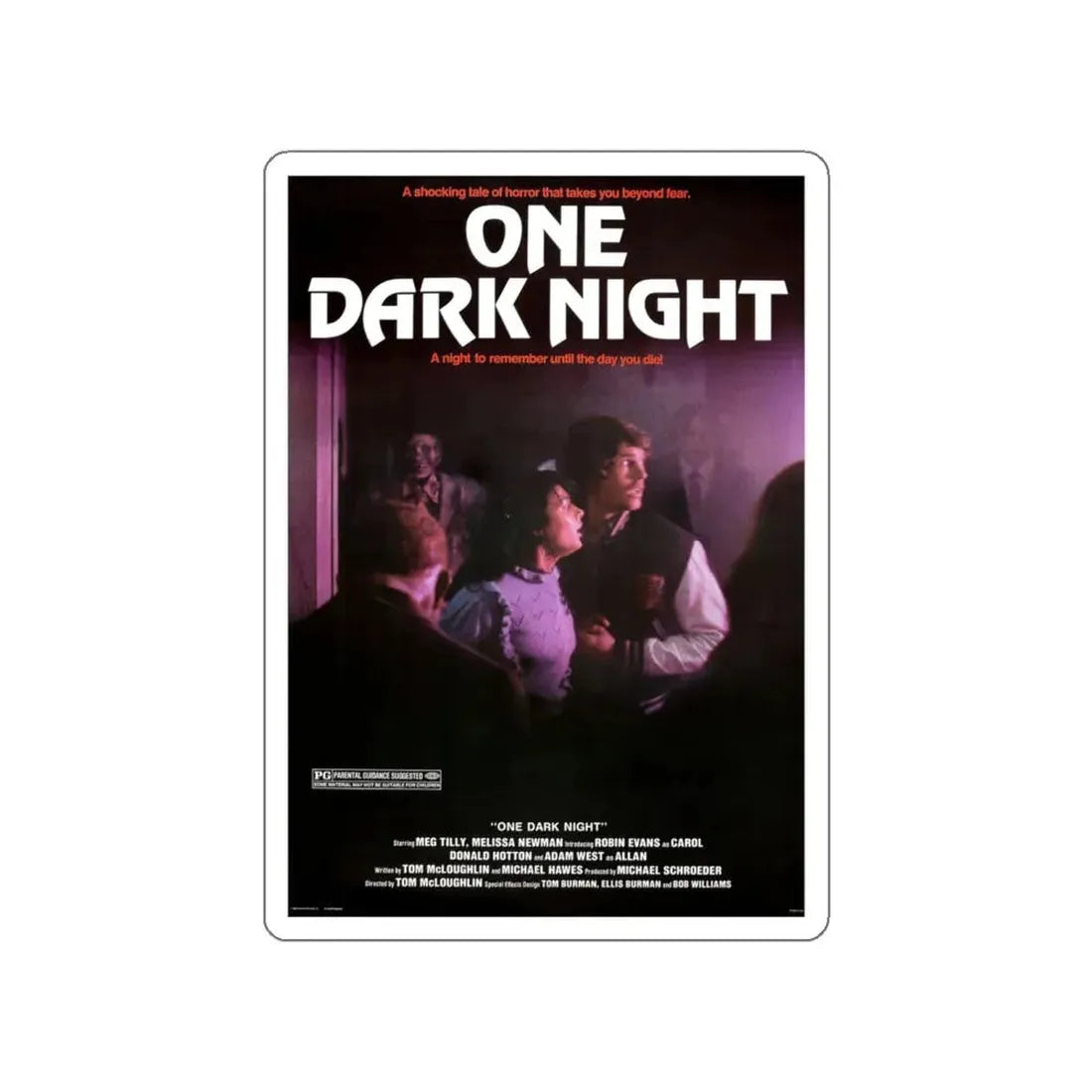 ONE DARK NIGHT 1982 Movie Poster STICKER Vinyl Die-Cut Decal 6 Inch - The Sticker Space
