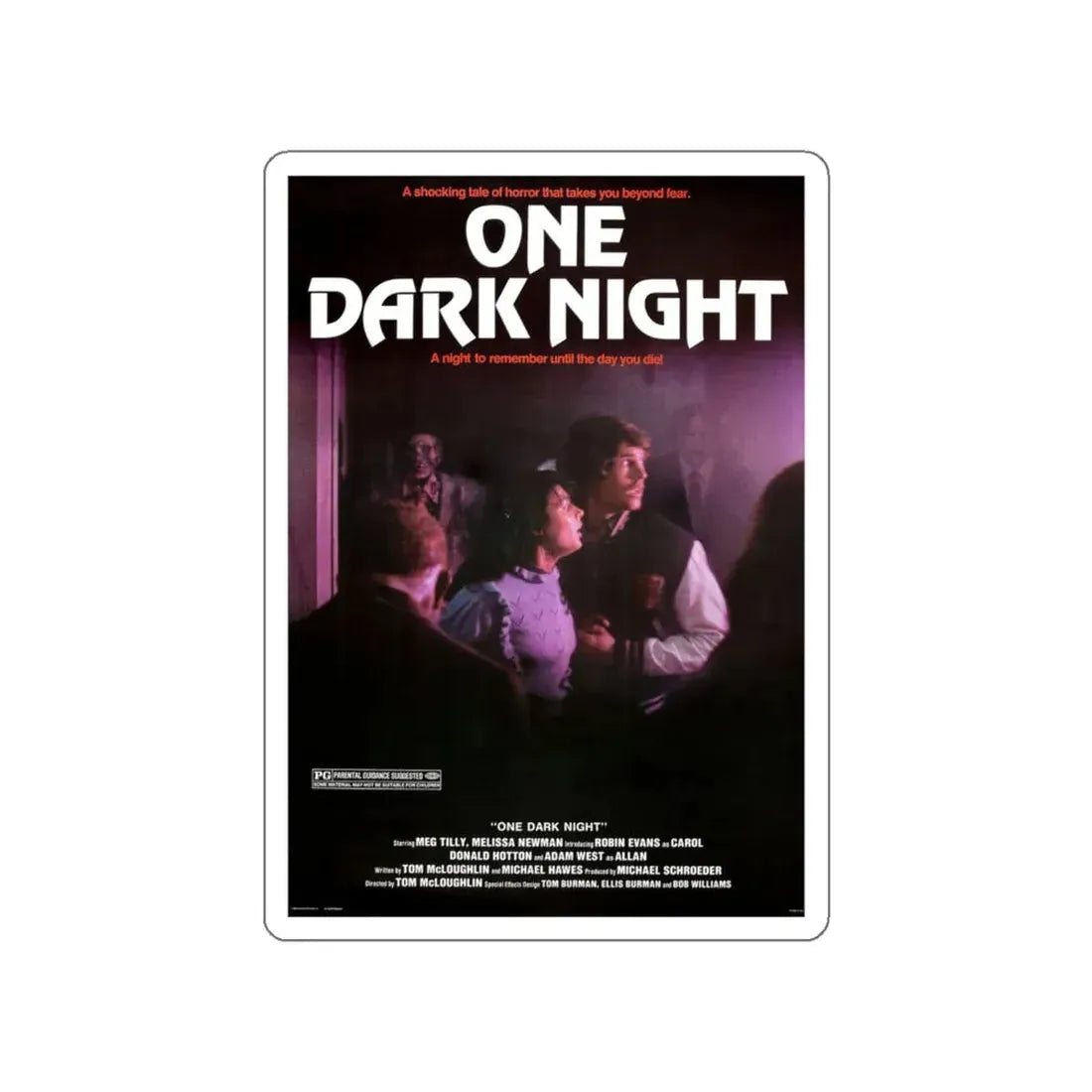 ONE DARK NIGHT 1982 Movie Poster STICKER Vinyl Die-Cut Decal - The Sticker Space