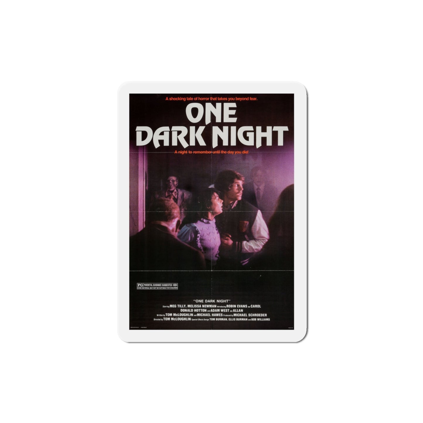 One Dark Night 1983 Movie Poster Die-Cut Magnet-3" x 3"-The Sticker Space