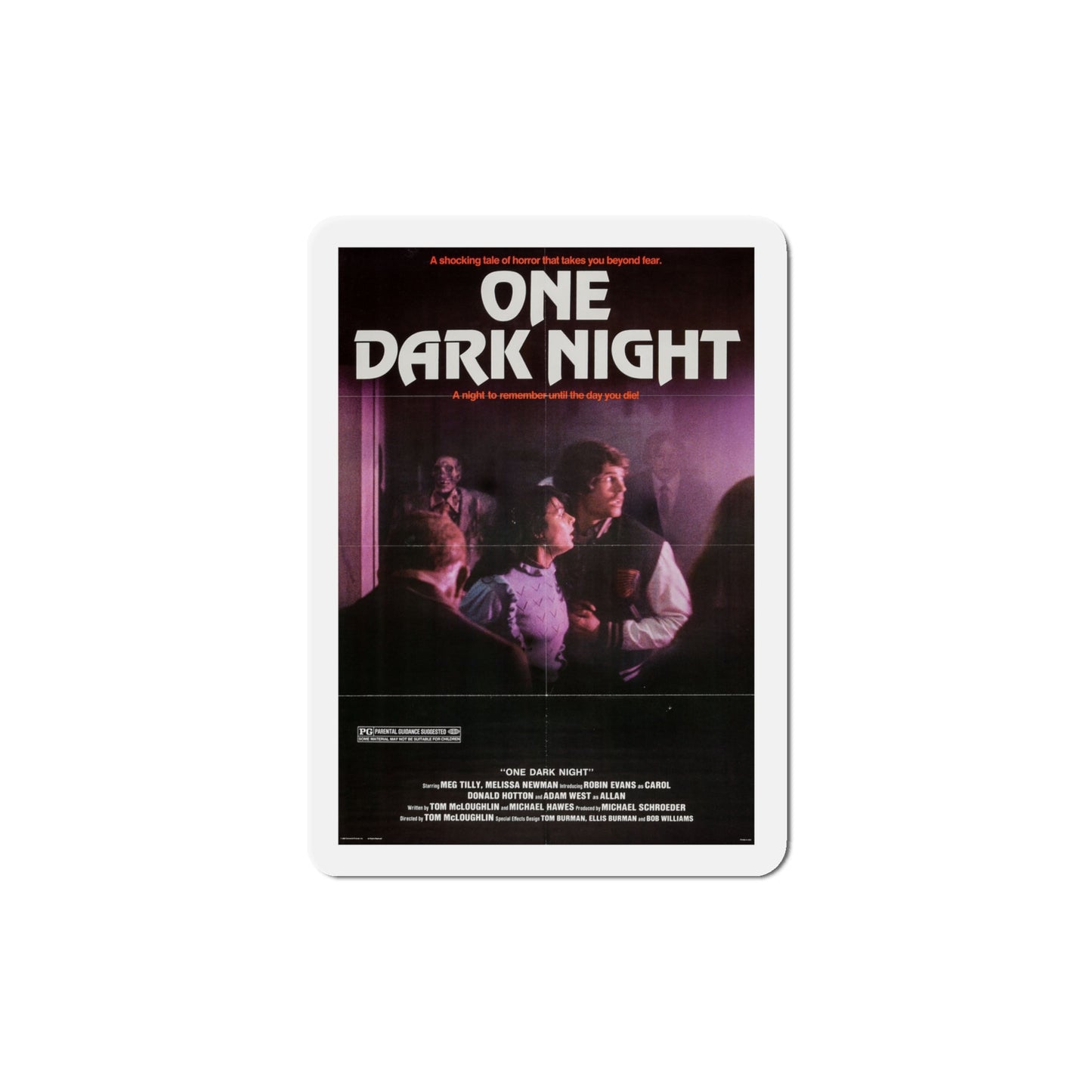 One Dark Night 1983 Movie Poster Die-Cut Magnet-4" x 4"-The Sticker Space