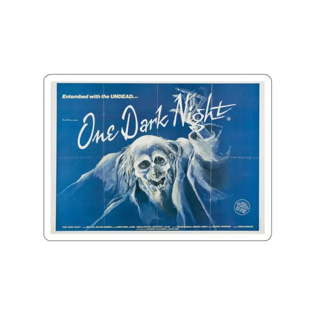 ONE DARK NIGHT (2) 1982 Movie Poster STICKER Vinyl Die-Cut Decal 3 Inch - The Sticker Space