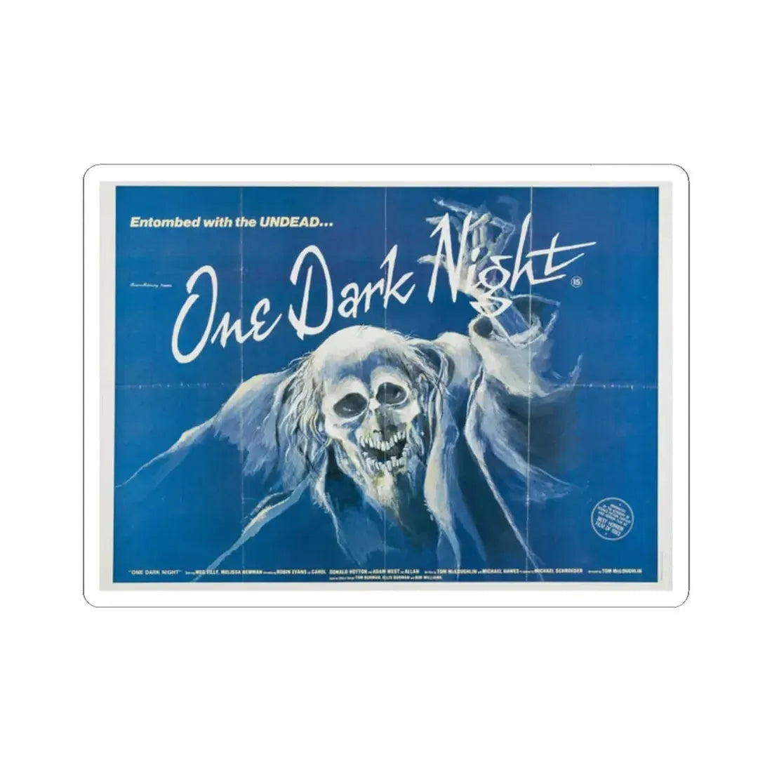 ONE DARK NIGHT (2) 1982 Movie Poster - STICKER Vinyl Kiss-Cut Decal 2 Inch White - The Sticker Space