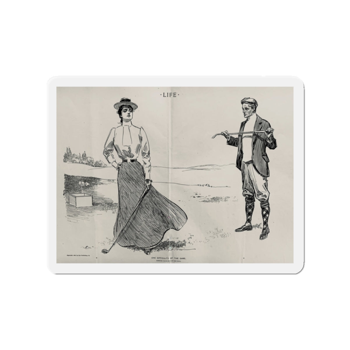 One Difficulty of the Game, Life magazine, September 21, 1899 (Magazine Illustration) Refrigerator Magnet-2" x 2"-The Sticker Space