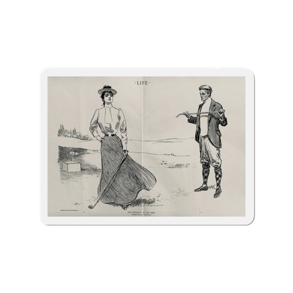 One Difficulty of the Game, Life magazine, September 21, 1899 (Magazine Illustration) Refrigerator Magnet-3" x 3"-The Sticker Space